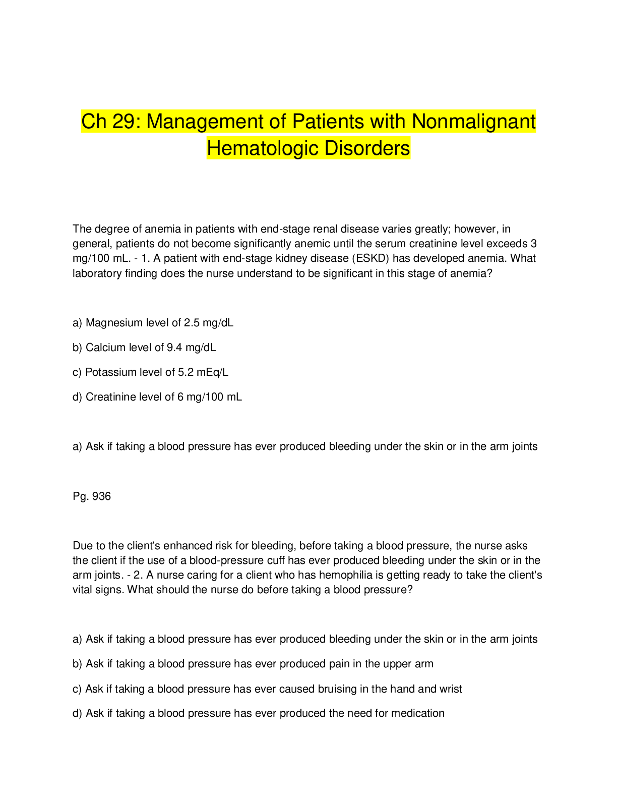 Preview image for Ch 29: Management of Patients with Nonmalignant  Hematologic Disorders